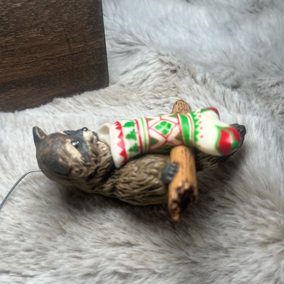 Raccoon with Christmas Stocking Ornament | Woodland Holiday Decor - Picture 7 of 7